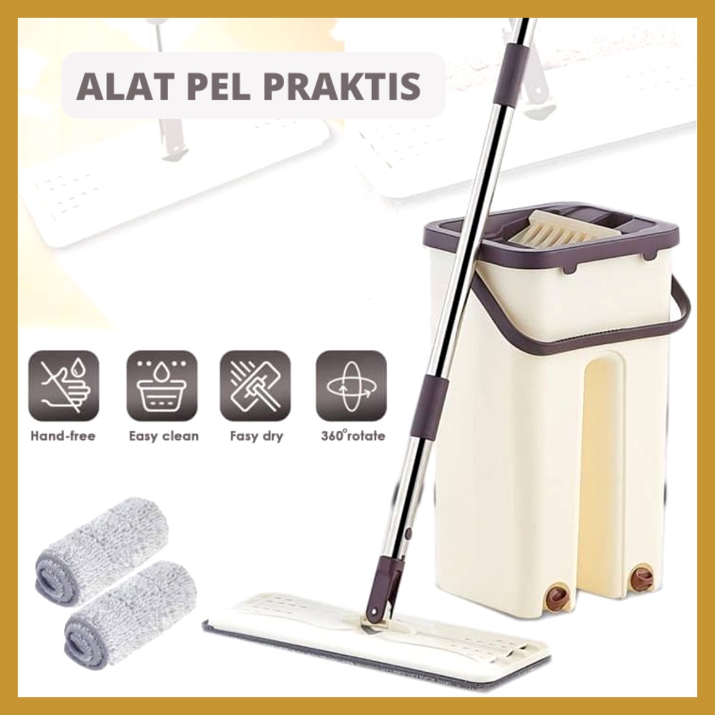 Alat Pel Praktis Ultra Mop 360 Derajat Mop Briny 2 Kain Alat Pembersih ...