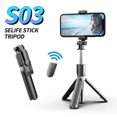 Tongsis Bluetooth S03 3IN1 Tripod Selfie Stick Tongsis Nirkabel Monopod Bluetooth Remote Control Tripod Selfie stick- Bayar di tempat