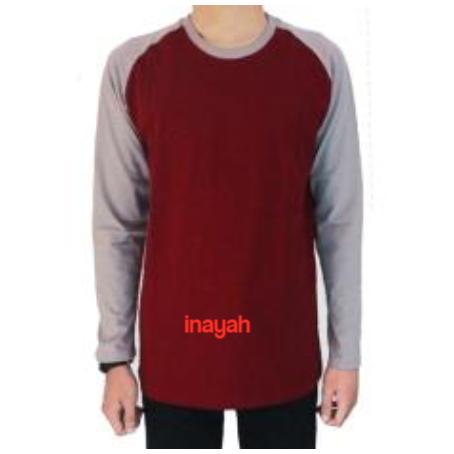 DLA20 Kaos raglan lengan panjang dua warna - Maroon & Grey