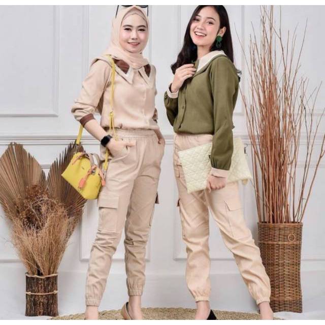 Jual Cargo Pants Women Green Terbaru 
