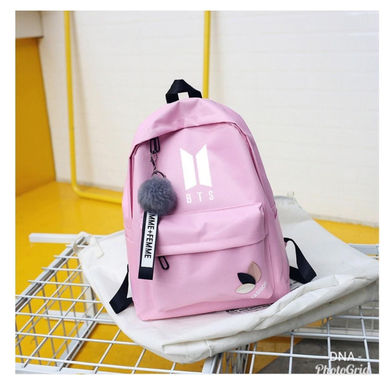 Ransel Bangtan Free PomPom DB Tas Sekolah Tas Wanita