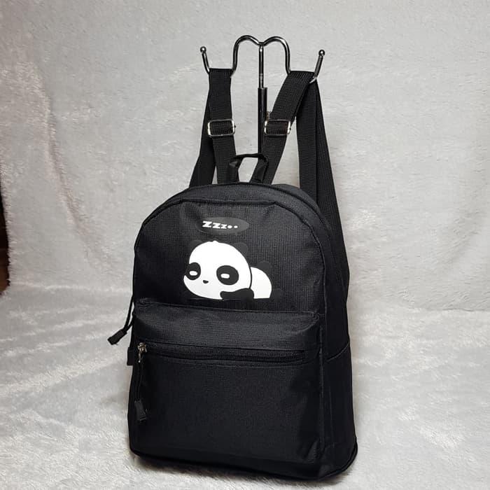 backpack mini tas ransel panda - Hitam / Promo Tas Ransel Wanita Murah Kecil Lucu Terbaru Import Korea Batam Untuk Kuliah Miniso Elizabeth