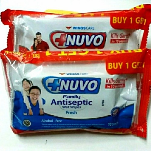 Tisu Basah Wet Wipes Nuvo Family Antiseptic Pouch Isi 10 Buy 1 Get 1