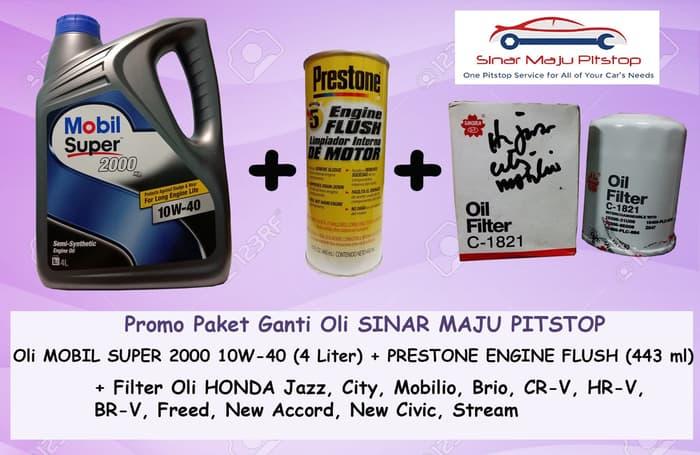 Paket Ganti Oli HONDA JAZZ - MOBIL SUPER 10W-40 SN & FLUSH & FILTER