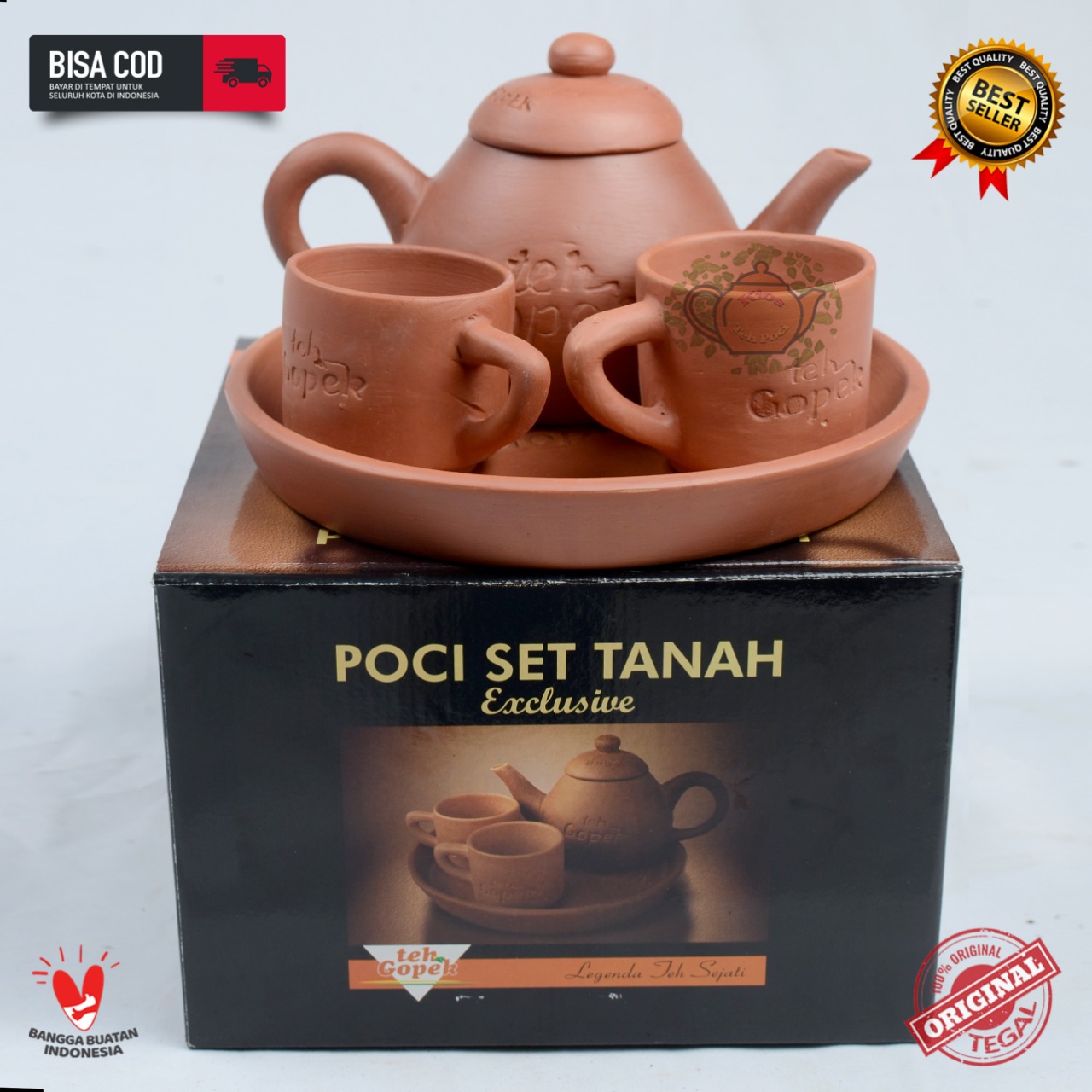 Poci Set Tanah Liat Gopek Set Poci Tanah Dengan Cangkir Dan Nampan Lazada Indonesia 3873