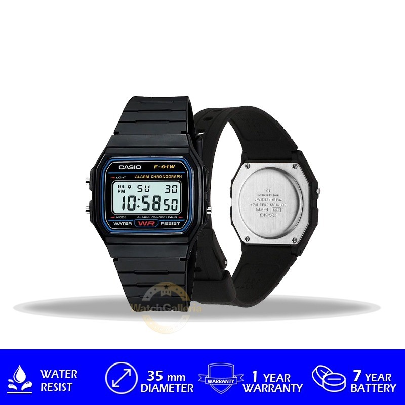 TERLARIS CASIO Casio General F91W1DG F-91W-1DG F91W Hitam - Main Image