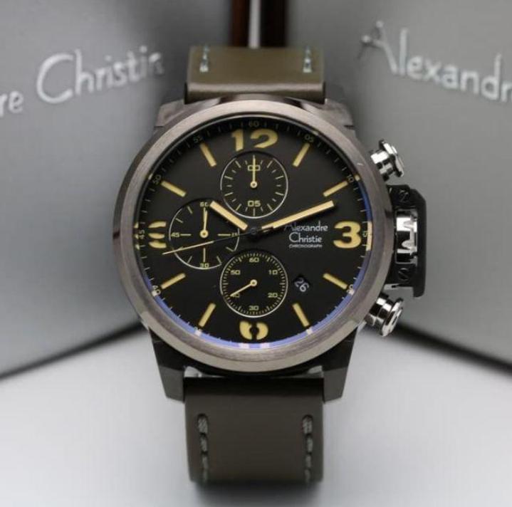 Jam Tangan Alexandre Christie AC 6280 Pria Original Garansi 1 Tahun Chronograph Strap Kulit