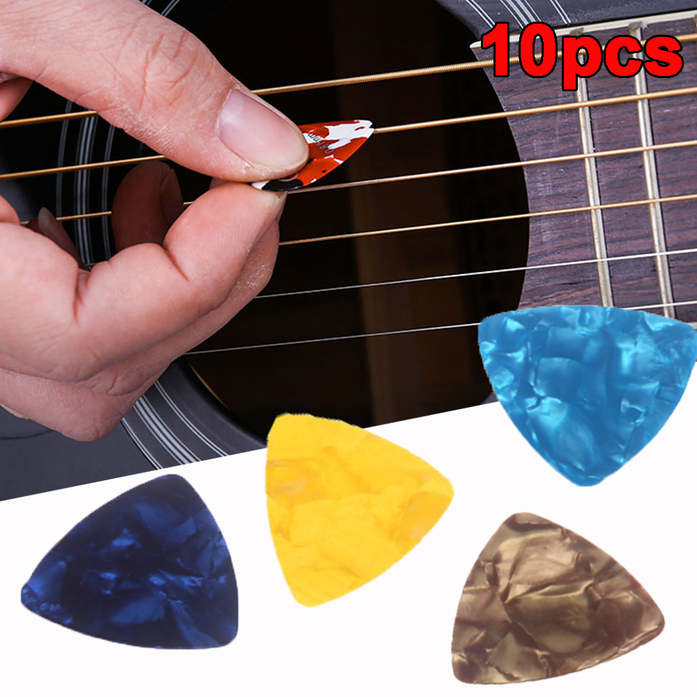 10 Dụng Cụ Tam Giác 0.46Mm Đàn Guitar Pick Guitar Phụ Kiện Miếng Gảy Celluloid