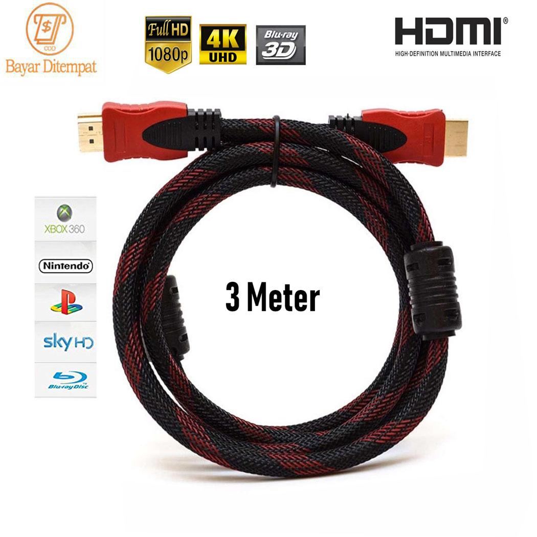 Kabel HDMI to HDMI Support 4K 3D Gold Plate Untuk TV Proyektor PC Laptop Panjang 3M