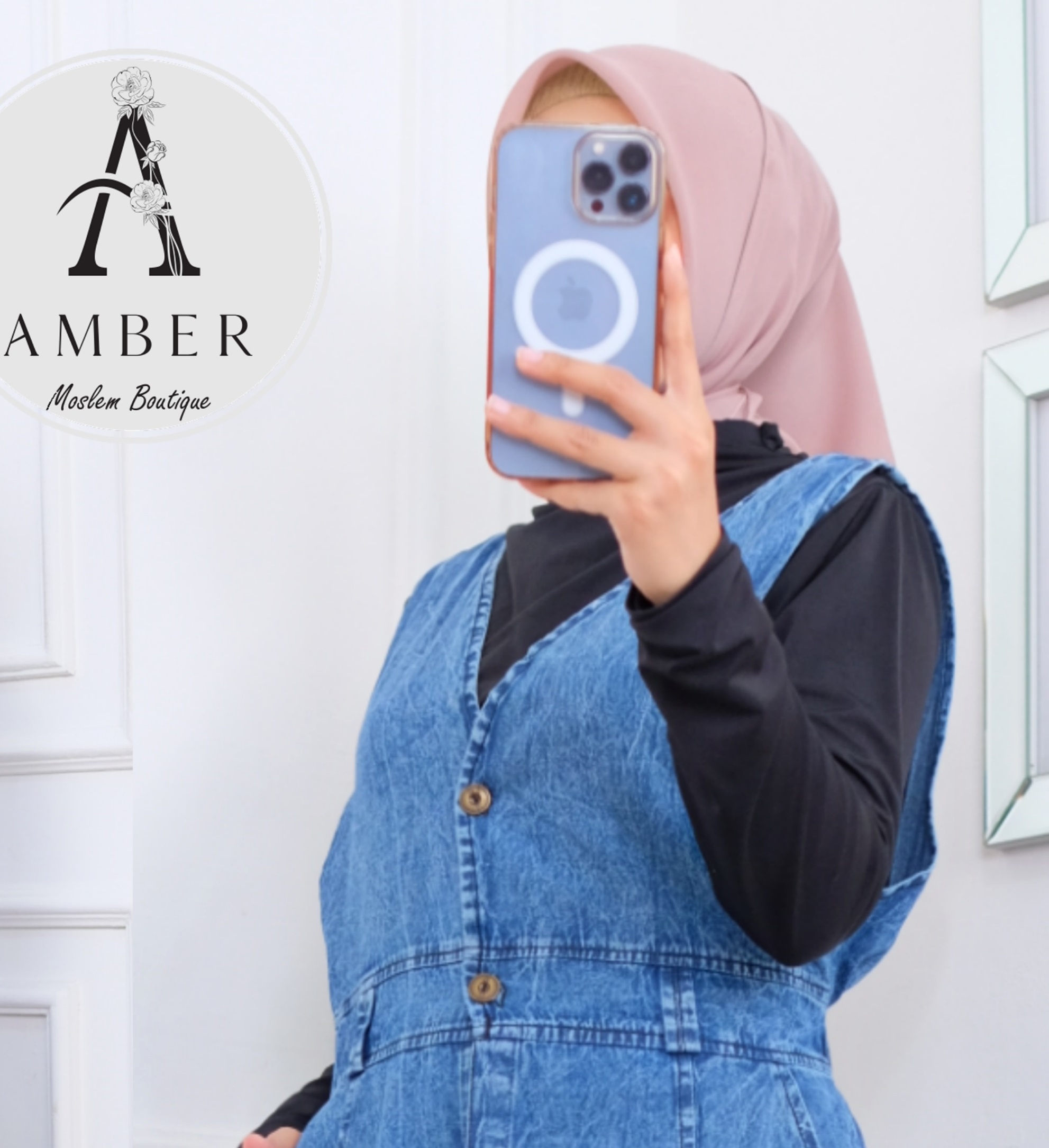 Ootd overall jeans outlet hijab