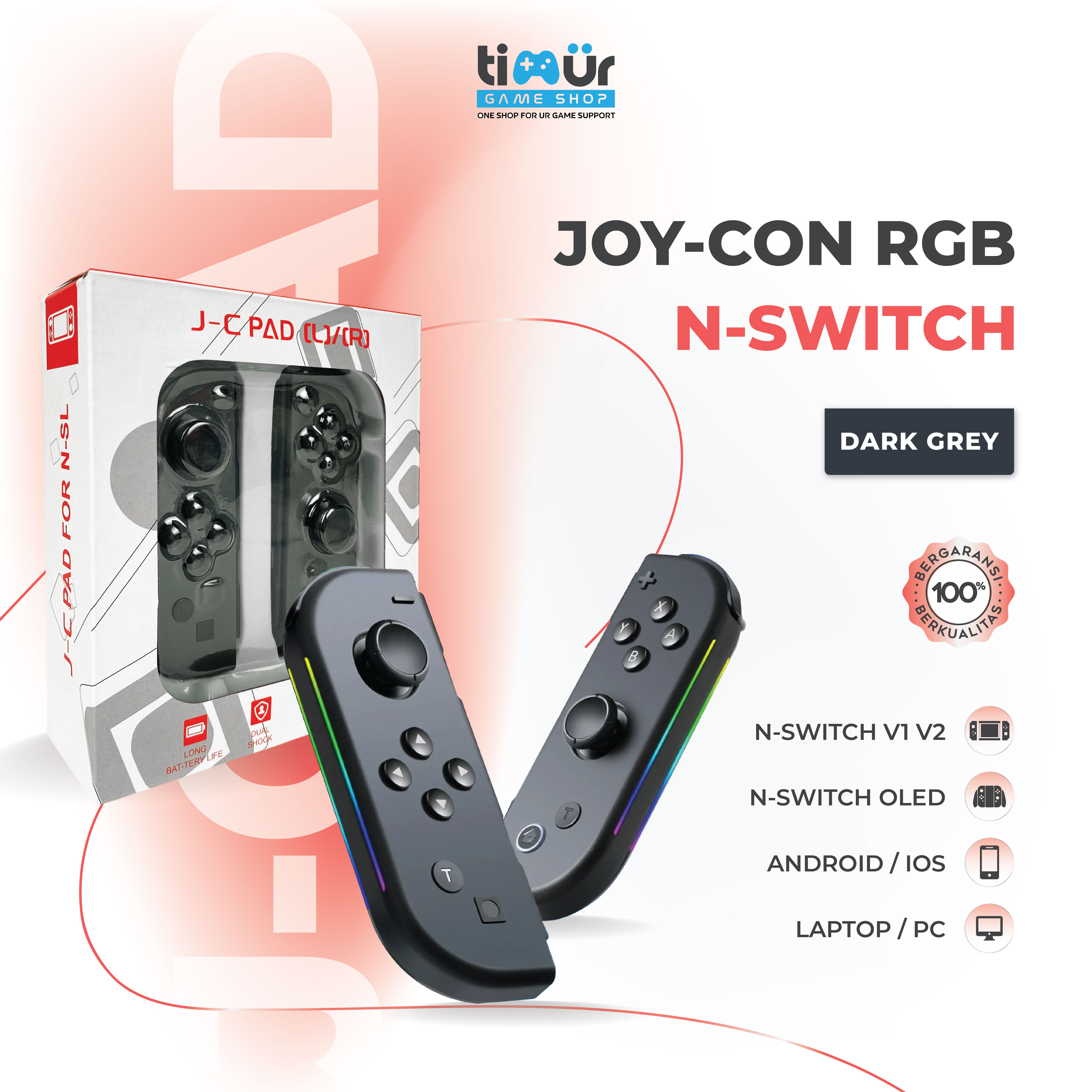 Joy-Con Joycon JoyPad Controller RGB 6-Axis Gyro Stik Stick (L/R