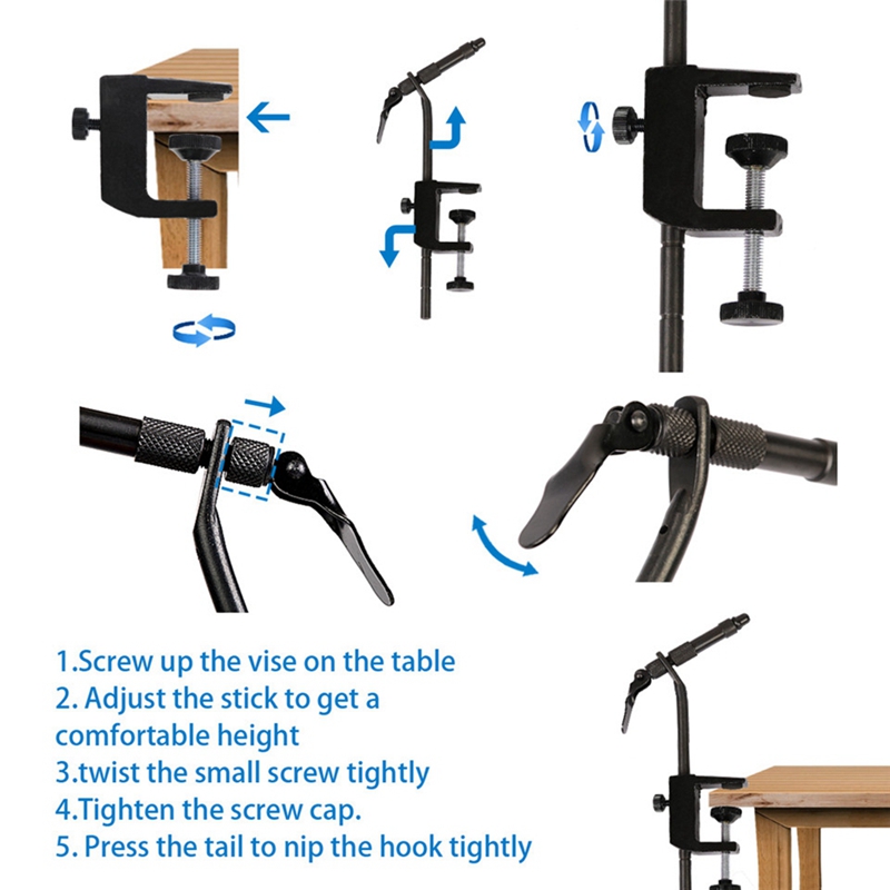 1Pcs Matte Black Iron Rotary CClamp Fly Tying Vise Fly Tying Fishing