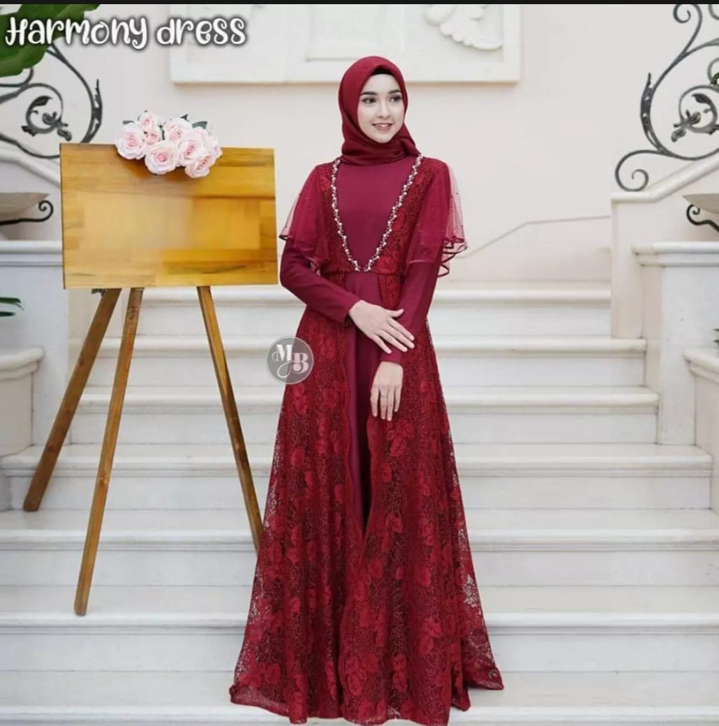 Jual Dress Muslim Satin Brokat Terbaru 
