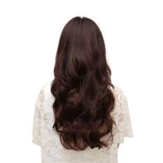 FSH One Piece Clip 5 Klip Di Ekstensi Rambut Manusia Sintetis Long Wavy Curly Hair Deep Brown