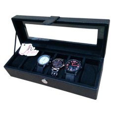 Full Black Watch Box / Tempat Jam / Kotak Jam Tangan Isi 6