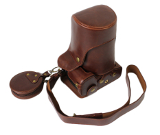 Perlindungan Penuh Bawah Pembukaan Versi Kulit PU Pelindung Tas Wadah Kamera dengan Tripod Desain Kompatibel untuk Nikon D500 dengan 18-300 Mm Lensa dengan Bahu Leher Tali Sabuk dan Kartu Penyimpanan Case Coklat Gelap