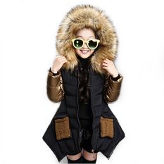 Girl Pakaian Anak Pakaian Anak-anak Musim Dingin Pakaian Luar Mantel Putri Gadis Jaket Pakaian Anak-anak Hitam