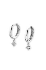 (Diimpor) Mabelle 18 K Emas Putih Berlian Solitaire Huggie Anting