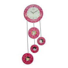 Inno Foto Jam Dinding M8009 Diameter 23.5 cm w/ (4)2.25x2.25 op. Frame - Pink