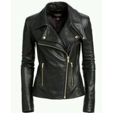 Jaket Kulit Wanita Keren Model Blazer GGS - Santai Ngantor dan Bermotor- Hitam