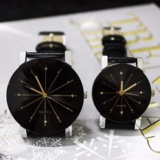 Jam Tangan Couple SNOW FLAKE Korean Style Analog Watch SEPASANG-HITAM