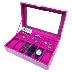 Jogja Craft Baby Pink Watch Box - Kotak Jam Tangan Isi 6 Mix Ring Holder - Pink