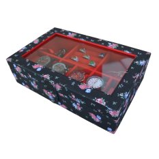Jogja Craft - Kotak Jam Tangan Mix Tempat Accesories - Watch Box Organizer Bunga Hitam
