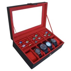 Jogja Craft Kotak Tempat Jam Tangan Kombinasi Tempat Cincin - Merah