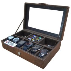 Jogja Craft - Luxury Kotak Jam Tangan Mix Tempat Accesories - Watch Box Organizer Croco Brown