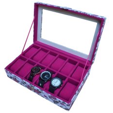 Jogja Craft White Floral Watch Box / Tempat Jam / Kotak Jam Tangan Isi 12