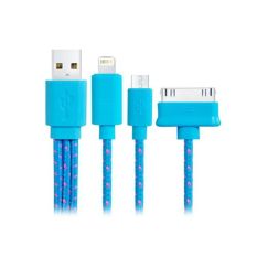 JOR 1 M 1 Sampai 3 Knit Pengisian Kabel Data untuk IPhone 5 S/5/5C/4 S/4/iPad/Samsung (Biru) -Intl