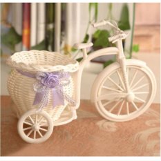 JOR Rotan Becak Sepeda Keranjang Bunga Vas Storage Garden Pernikahan Dekorasi Pesta Kantor Kamar Tidur Candy Gift Ungu-Intl