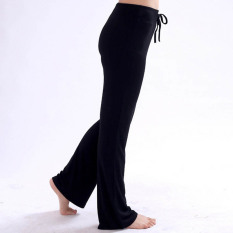 Ladies Sport Yoga Celana Tinggi Pinggang Harem Dance Club Longgar Lebar Kaki Celana Panjang Hitam
