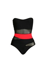 Lasona Monokini Wanita Premium SWS-3035-L4 - Hitam Merah