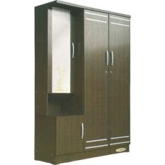 Lemari Pakaian 3 Pintu Tempat Baju Kayu K 552 Cokelat
