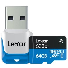 Lexar High-Performance MicroSDXC 633x 64GB UHS-I/U3 Flash Memory Card + USB 3.0 Reader