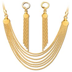 Mewah Rantai Kalung Panjang Rumbai Earring Perhiasan Set 18 K Emas Berlapis Fashion Rantai Kalung Earrings Pengantin Hadiah Lady NB60078