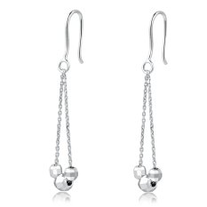 Mabelle 14 K Emas Putih Drop Style Micky Mouse dengan Triple Manik-manik Fishook Anting