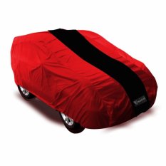 Mantroll Cover Mobil Honda Brio Merah Strip Hitam / Jas Pelindung Mobil / Mantel Pelindung Mobil / Sarung Mobil Berkualitas / Cover Mobil Mantroll Berkualitas