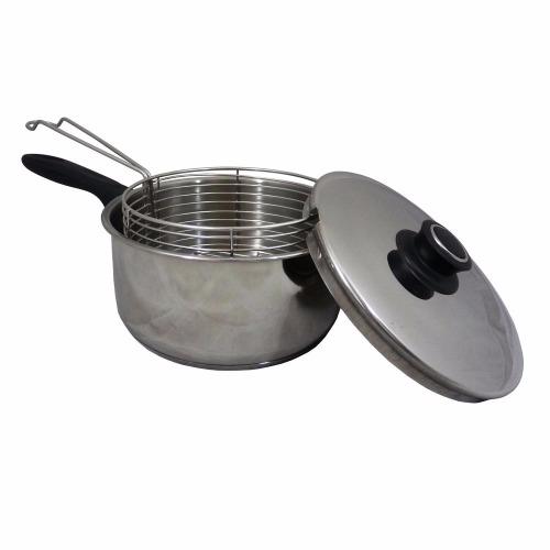 Maspion Chip Pot - Non Stick - Lid & Basket Included - Silver