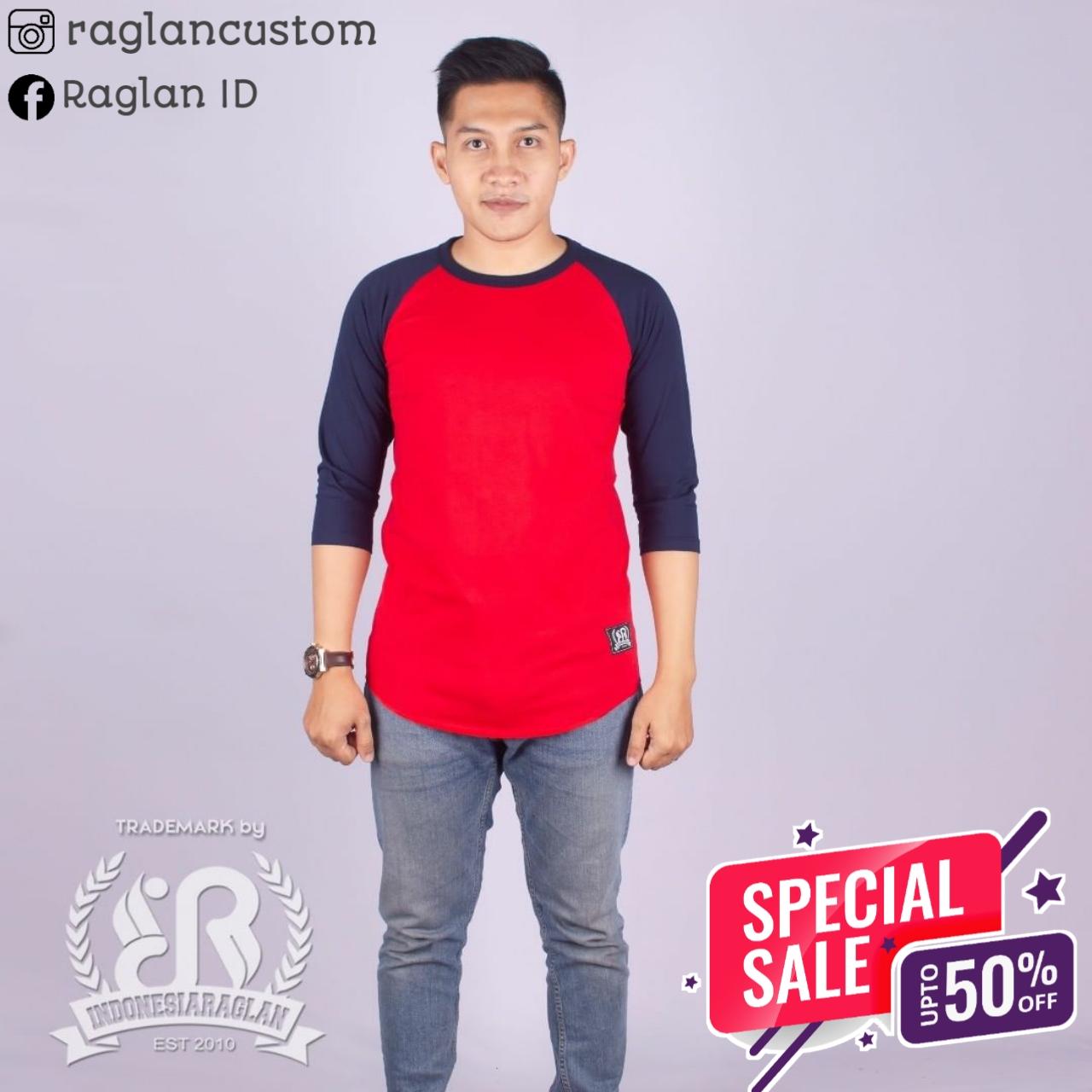 KAOS RAGLAN IDR INDONESIA RAGLAN COMBED 30S DEWASA DAN ANAK BASIC TANGAN 3/4 DAN PANJANG COWO CEWE BISA PAKAI