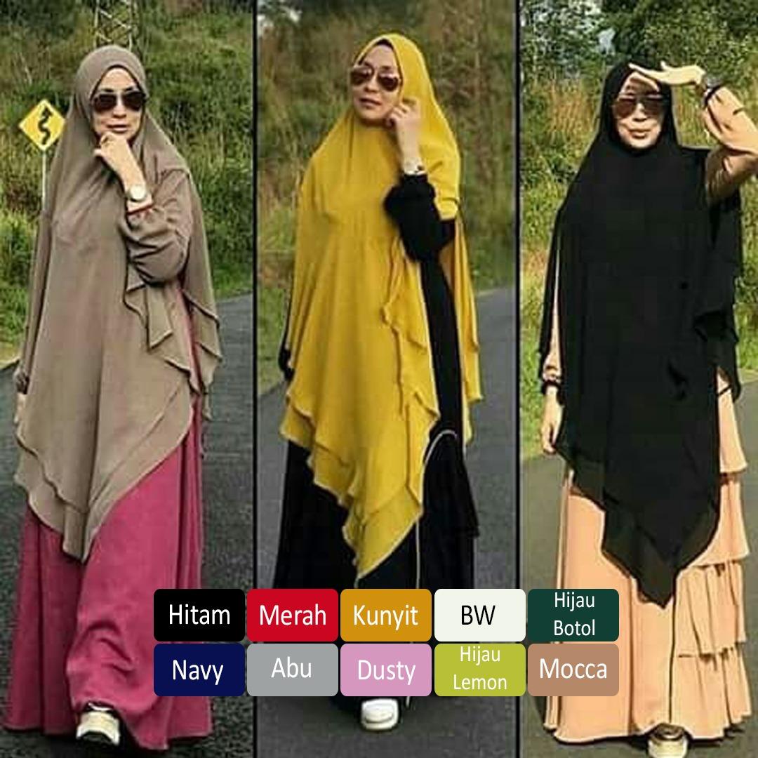 Jilbab Hijab Instan Khimar Anindya Syari Terpopuler 2 Layer Jumbo Termurah