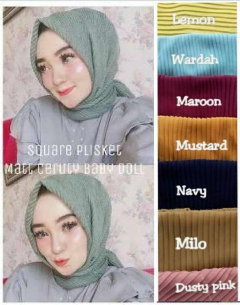 badgeHijab Jilbab Kerudung Segiempat Plisket Ceruti