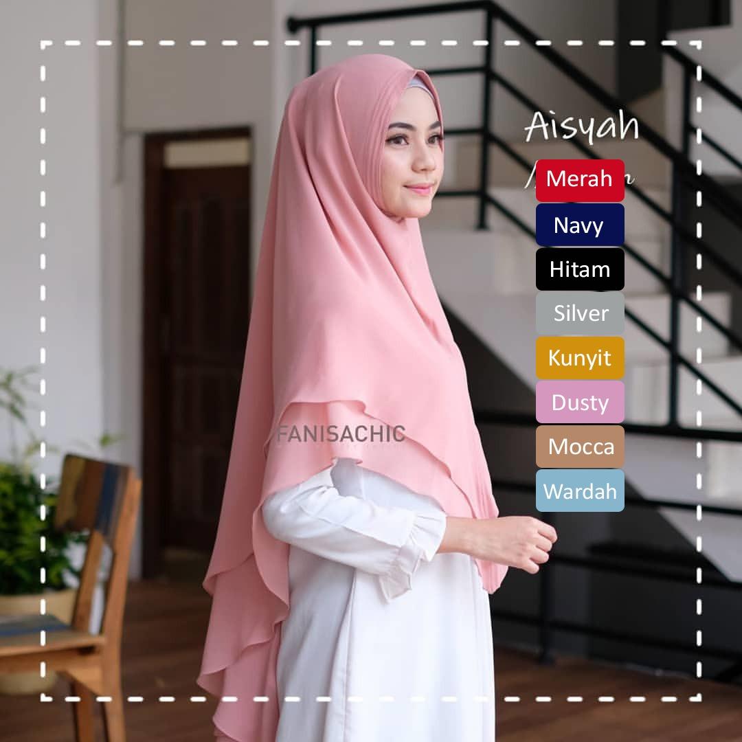 Jilbab HIjab Instan Khimar Aisyah Syari Ceruty Terpopuler 2 Layer Pinguin Termurah