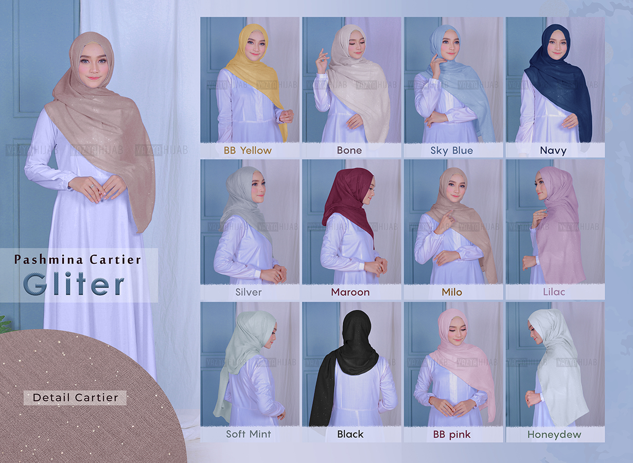 Jilbab Pashmina Cartier Glitter 180x75 Lazada Indonesia