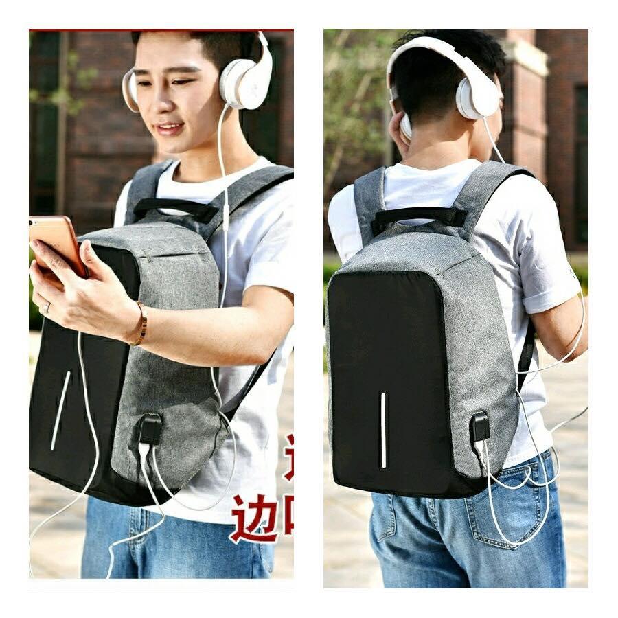Smart Backpack Anti Thief Tas Ransel Model XD Design Bonus Kabel USB Extention dan Kabel Audio Extention