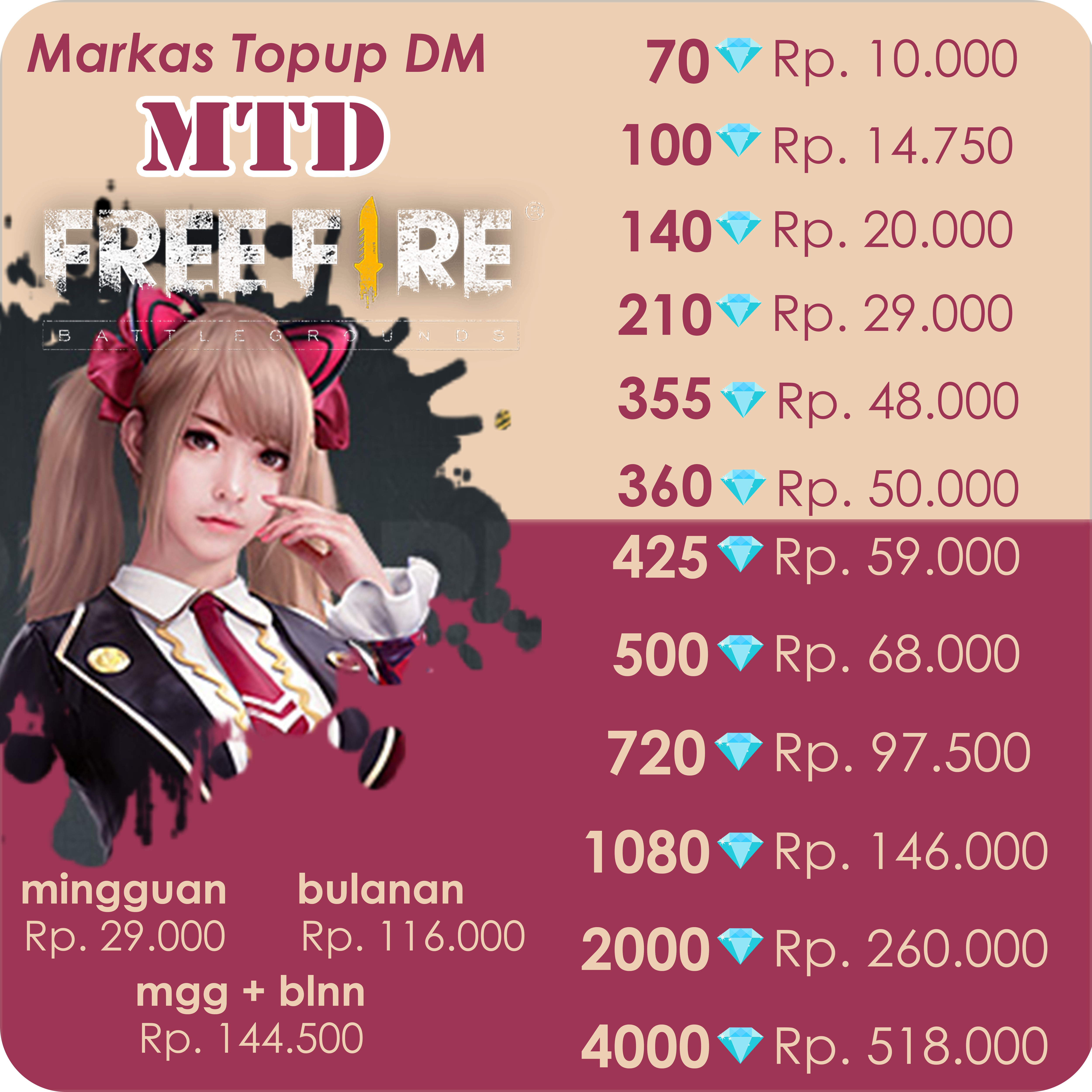 Top Up Diamond Ff Free Fire Murah Resmi Garena Anti Dm Merah Lazada Indonesia