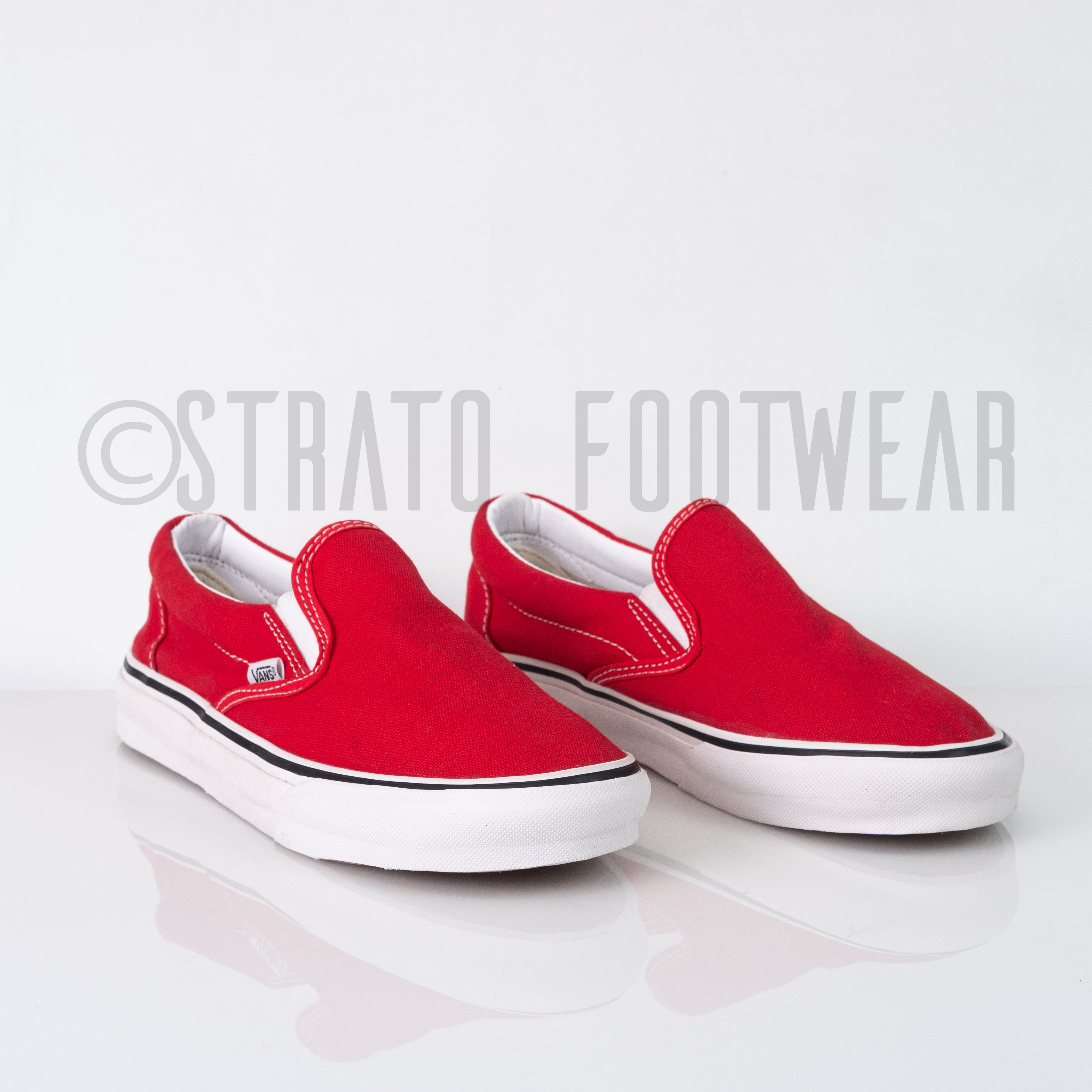 red vans shoes slip ons