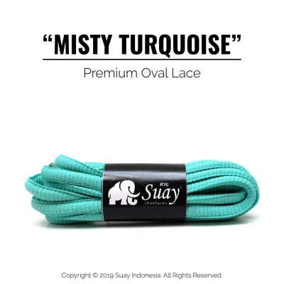 SUAY Premium Shoelace | TALI SEPATU Oval Bulat Misty Turquoise Warna Tosca Muda 115cm
