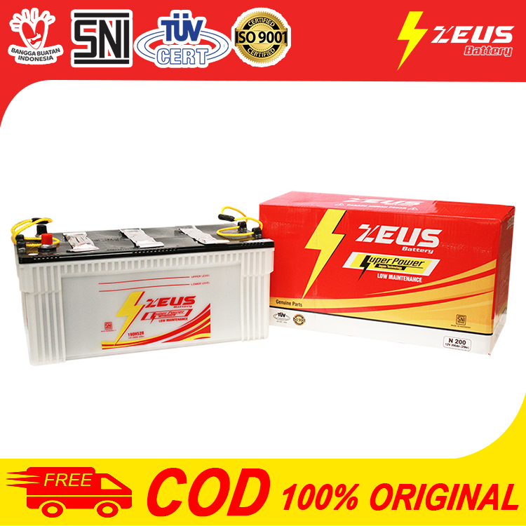Aki 200 Ampere Zeus Super Power N200 (190H52R) LM Aki Mobil Basah Cocok